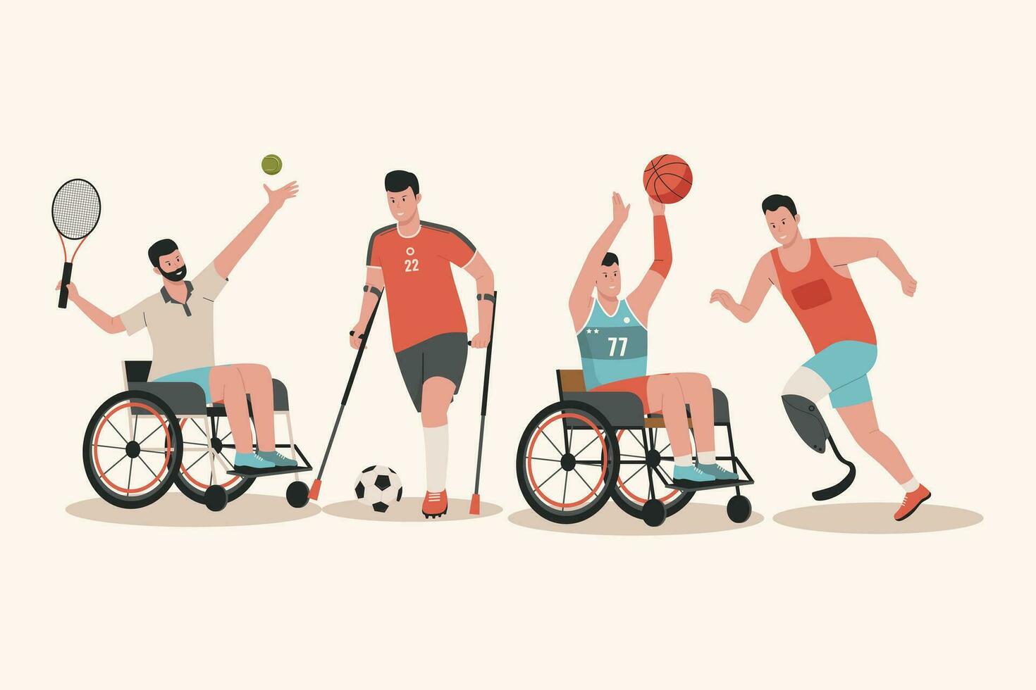 vlak vector van gehandicapt mannetje atleet verzameling