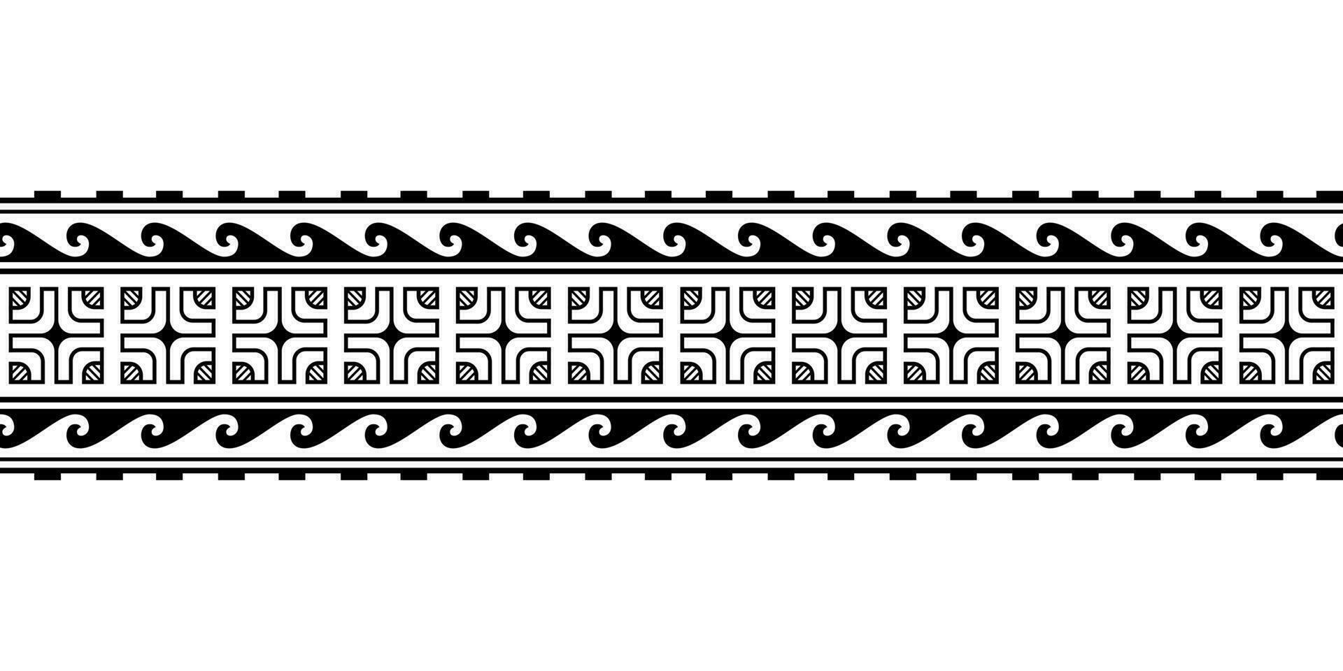 Maori polynesisch tatoeëren armband. tribal mouw naadloos patroon vector. samoa grens tatoeëren ontwerp voor arm of voet. armband tatoeëren stam. band kleding stof naadloos ornament geïsoleerd Aan wit achtergrond vector