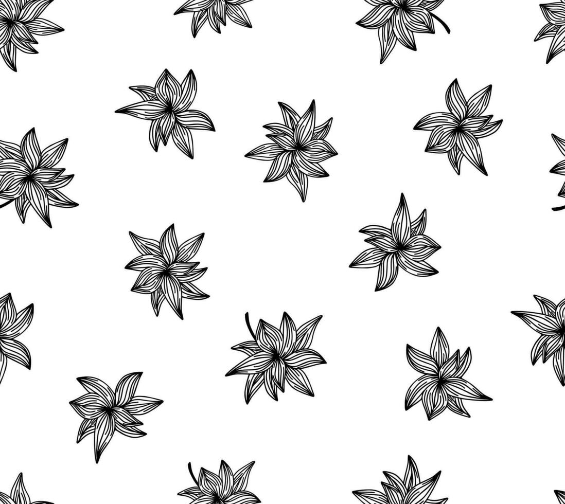 mooi naadloos achtergrond met monochroom zwart en wit bloemen vector