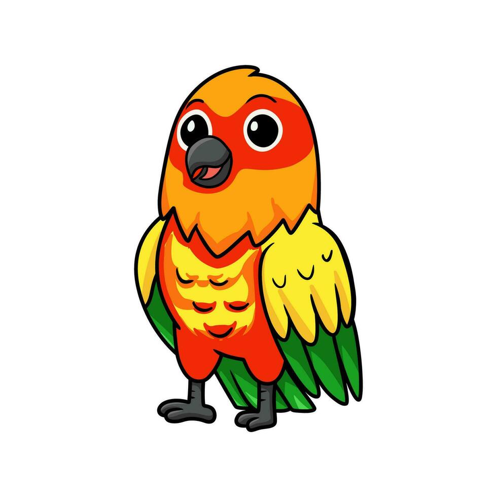 schattig geel en groen papegaai dwergpapegaai tekenfilm vector