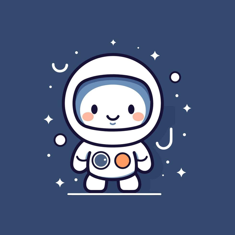 schattig mascotte astronaut tekenfilm ruimtevaarder illustratie vector