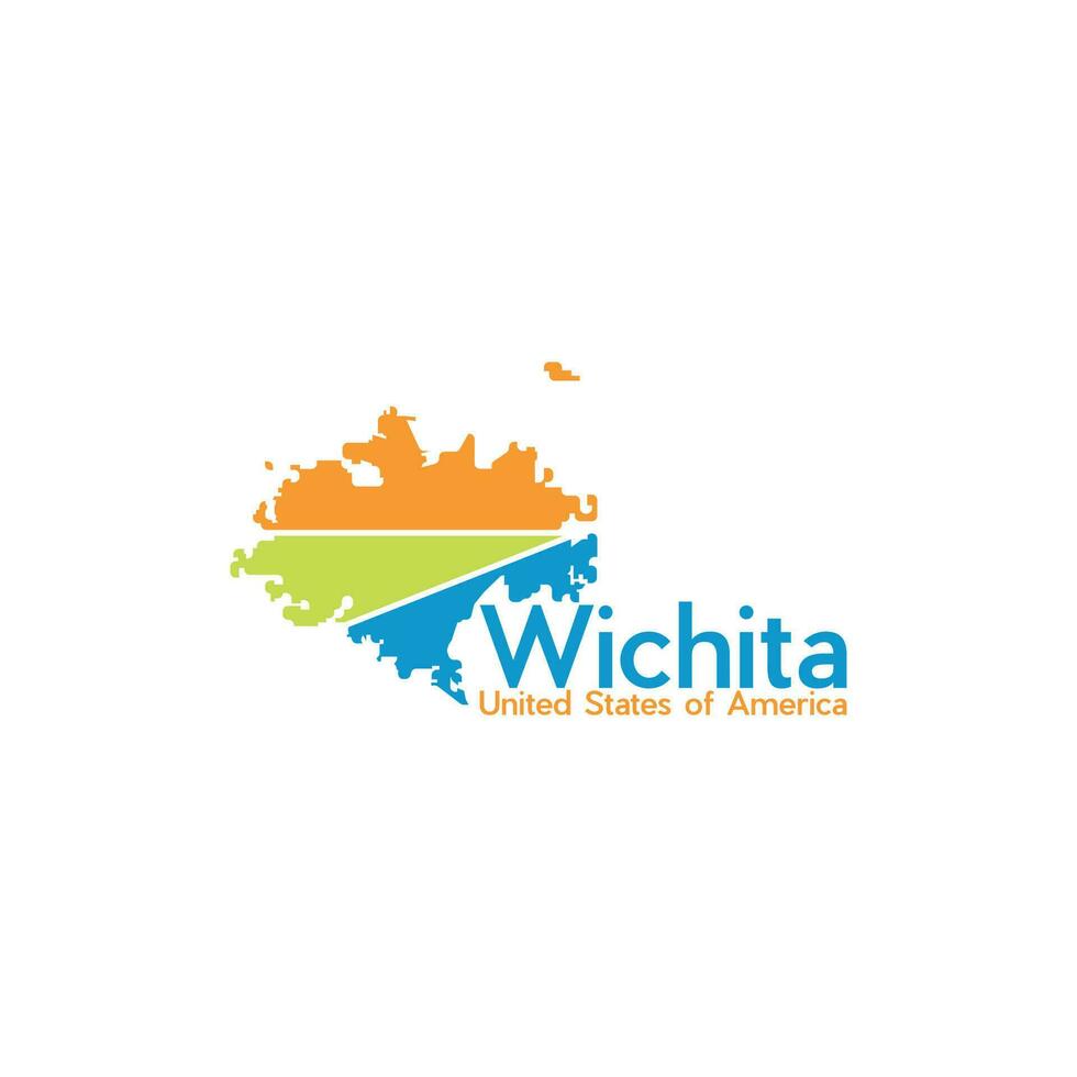 wichita stad kaart modern gemakkelijk logo vector