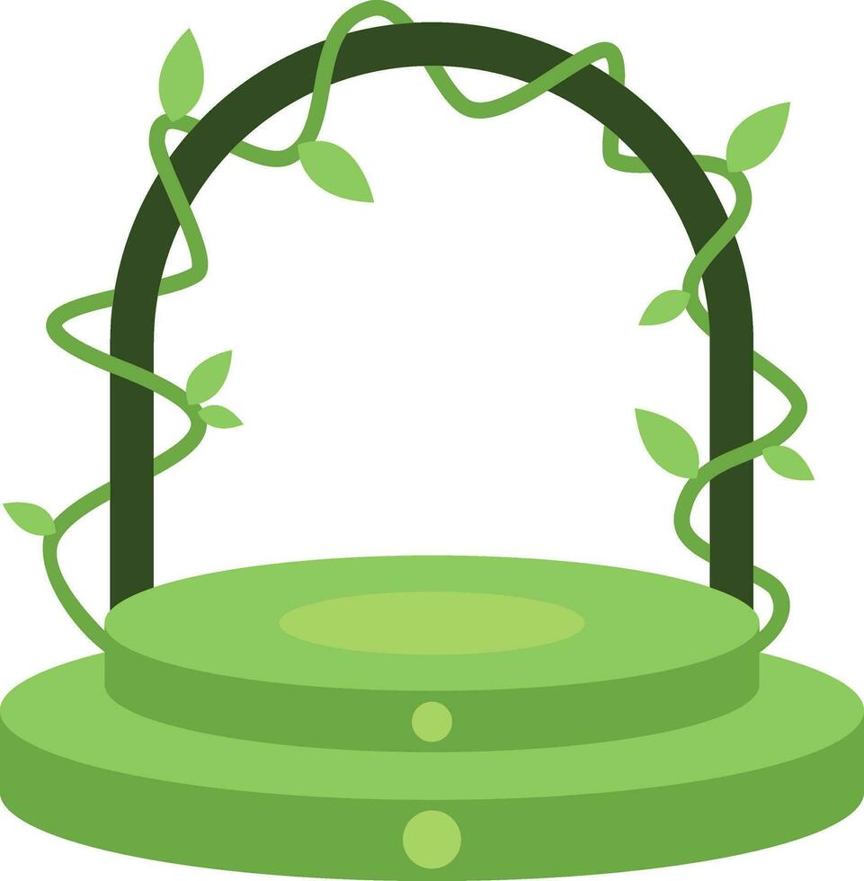 ronde podium met groen bladeren geïsoleerd Aan wit achtergrond. vector illustratie.