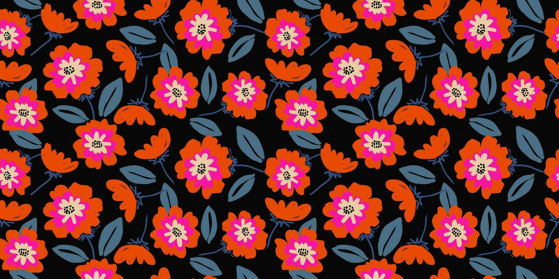 hand- getrokken bloemen, naadloos patronen met bloemen voor kleding stof, textiel, kleding, omhulsel papier, omslag, banier, interieur decor, abstract achtergronden. vector