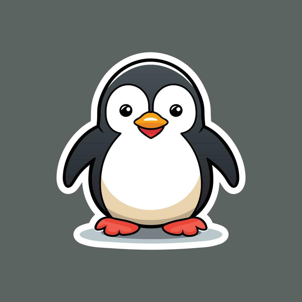 sticker van pinguïn Aan grijs achtergrond vector