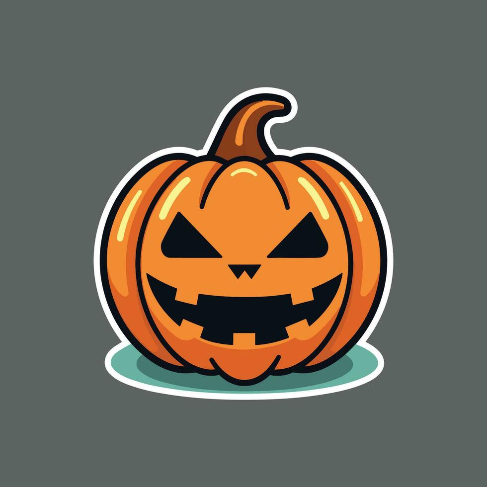 halloween pompoen hoofd sticker Aan grijs achtergrond vector