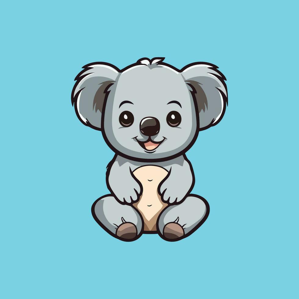koala mascotte tekenfilm karakter isoleren Aan blauw achtergrond vector