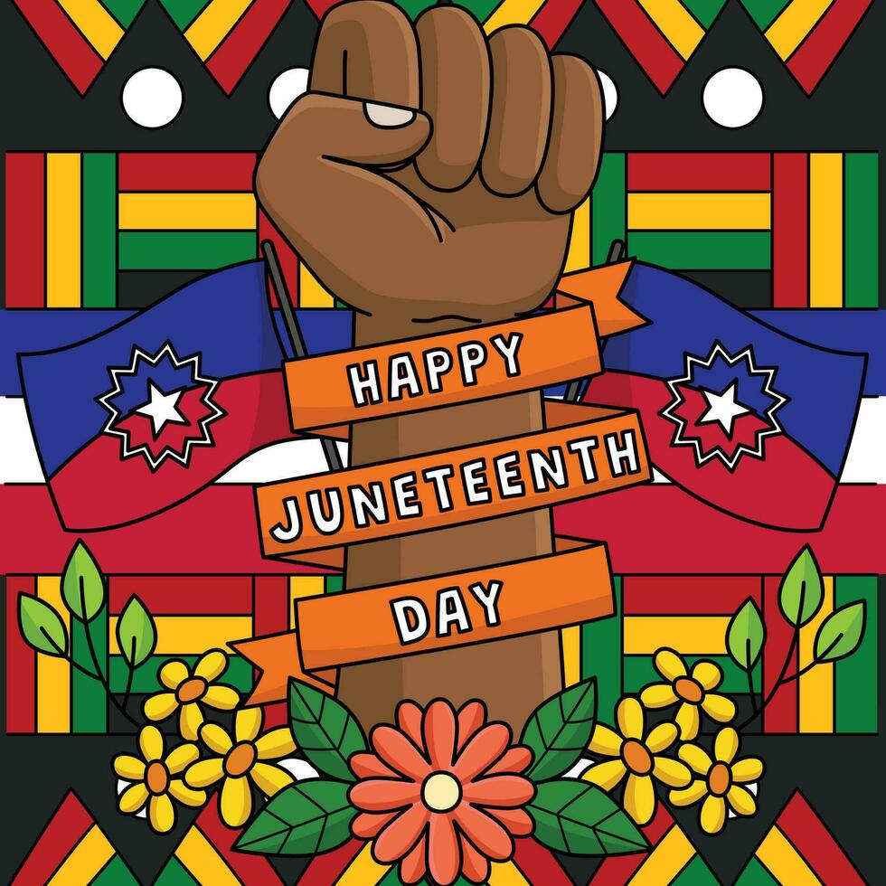 gelukkig juneteenth gekleurde tekenfilm illustratie vector