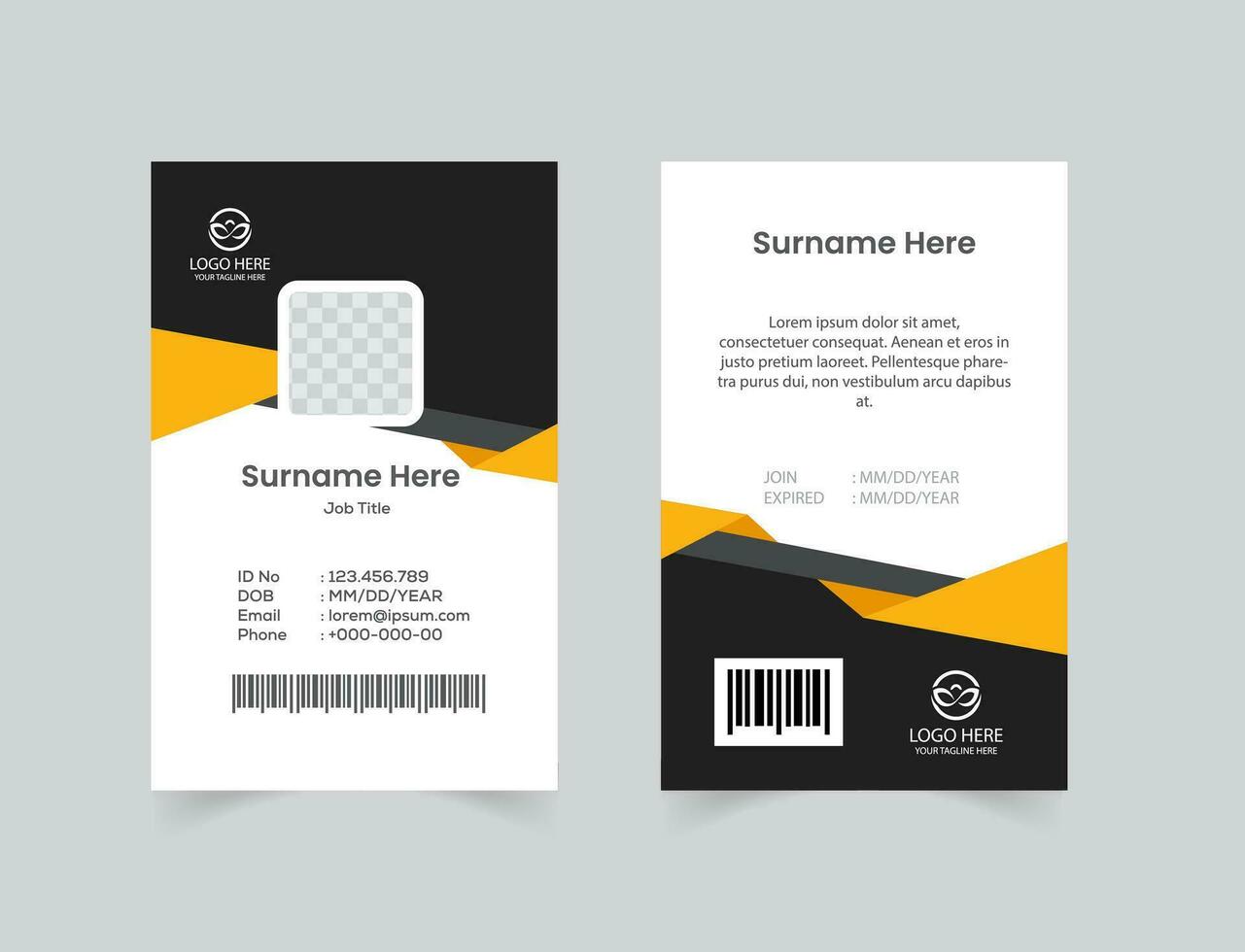 vector kantoor ID kaart kaart met minimalistische elementen