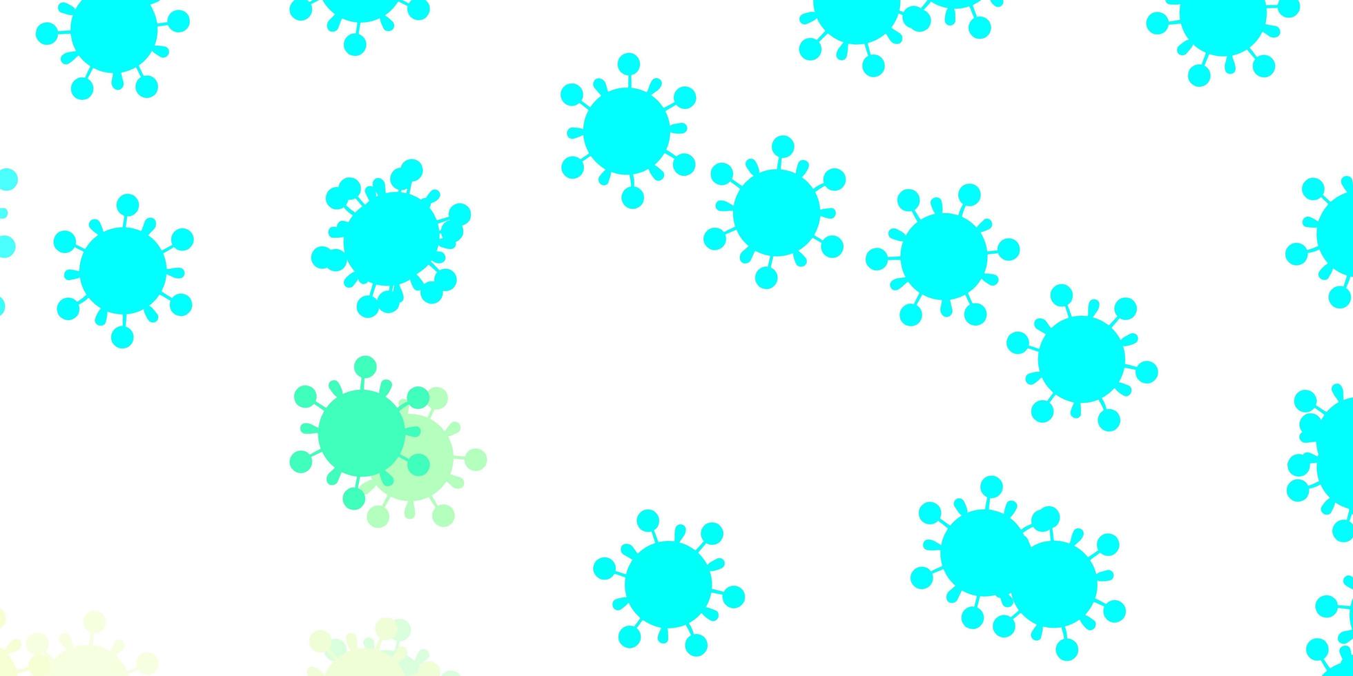 lichtblauwgroene vectorachtergrond met virussymbolen vector
