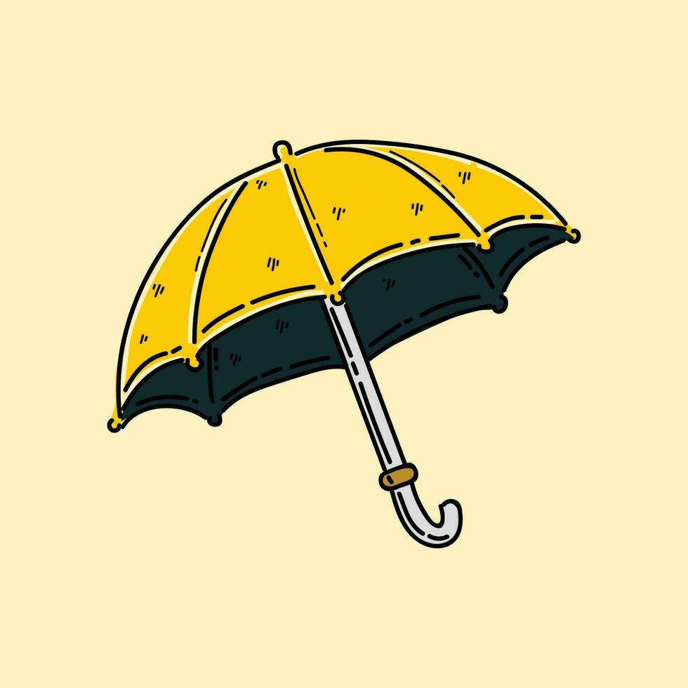 geel paraplu vector illustratie ontwerp in een geel achtergrond