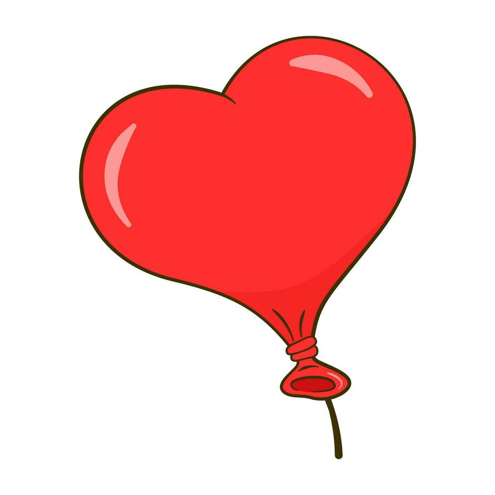 rood ballon in de vorm van de hart. tekenfilm vector
