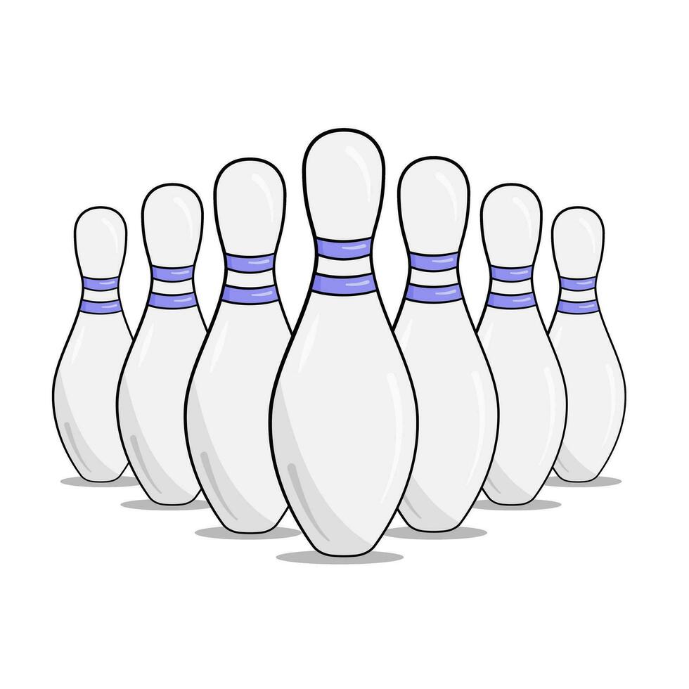 zeven bowling pinnen vector