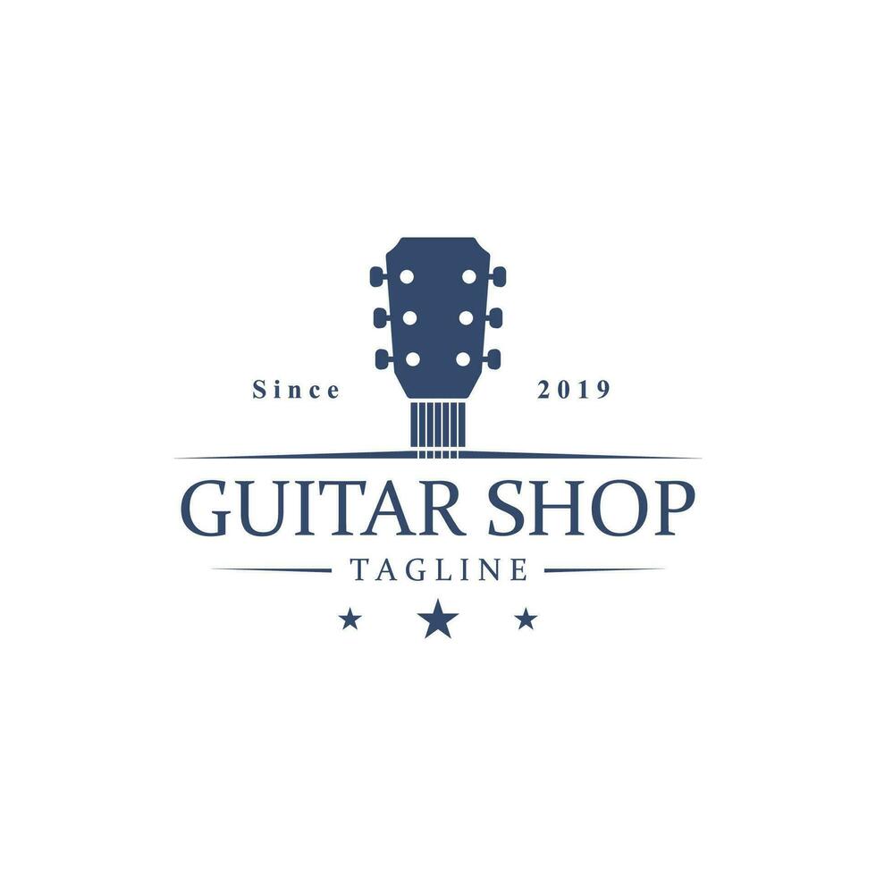 gitaar musical instrument logo sjabloon met gemakkelijk vorm geven aan. vector