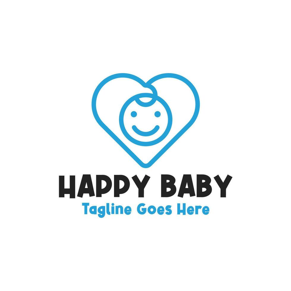 creatief liefde vormig baby gezicht logo ontwerp concept vector illustratie symbool icoon