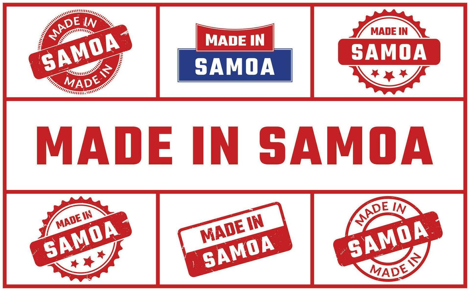 gemaakt in Samoa rubber postzegel reeks vector