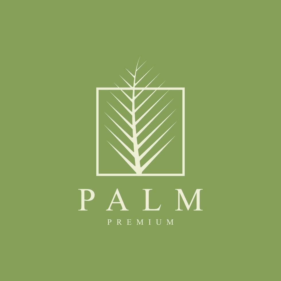 groen palm blad in de plein logo ontwerp sjabloon vector