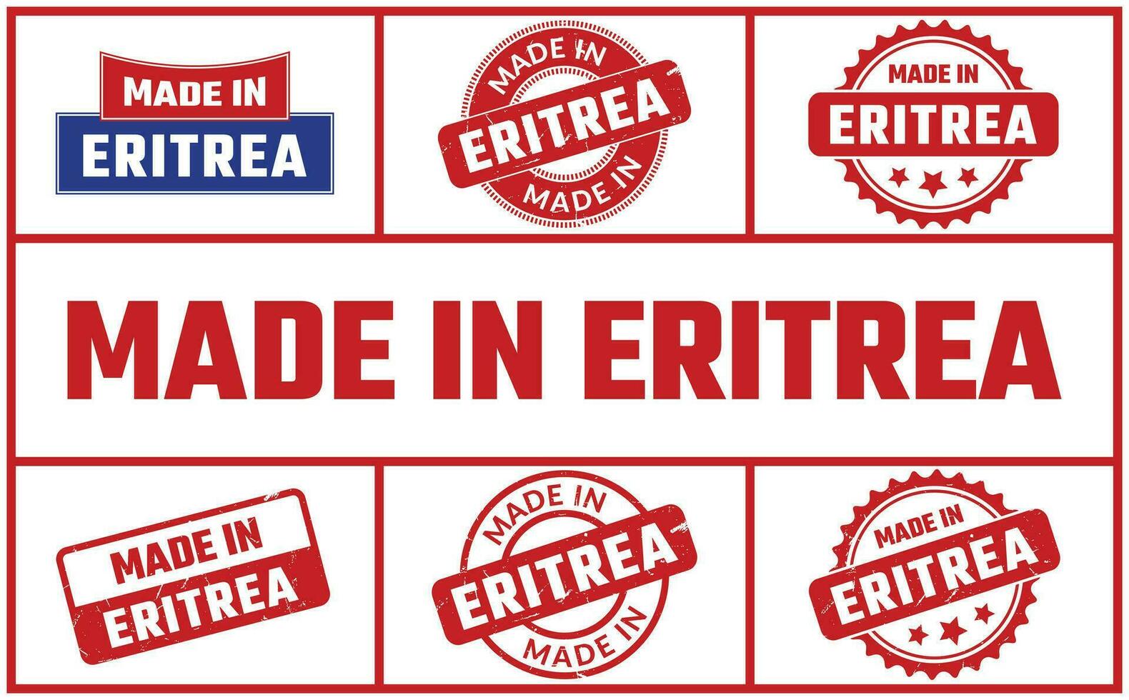 gemaakt in eritrea rubber postzegel reeks vector