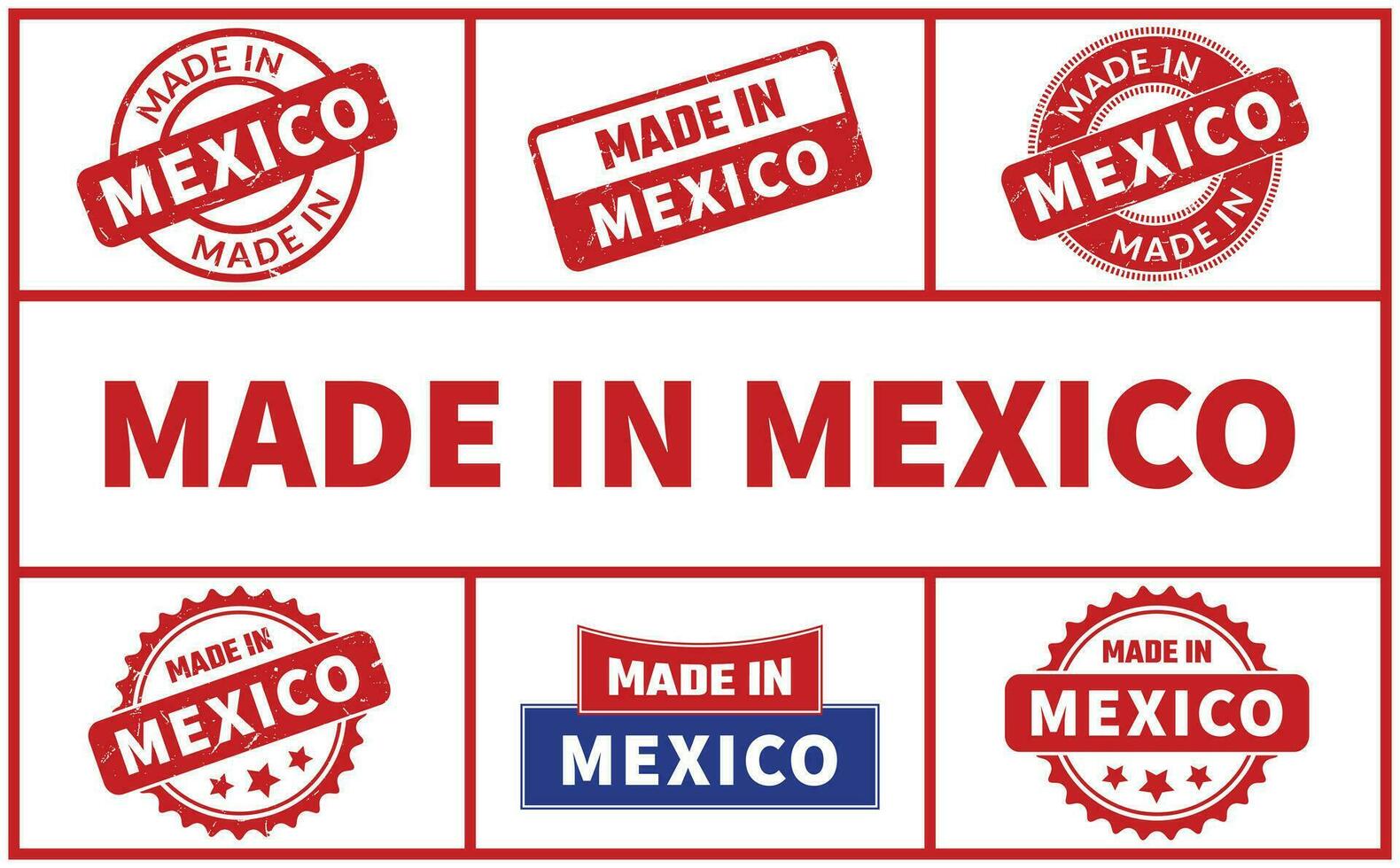 gemaakt in Mexico rubber postzegel reeks vector