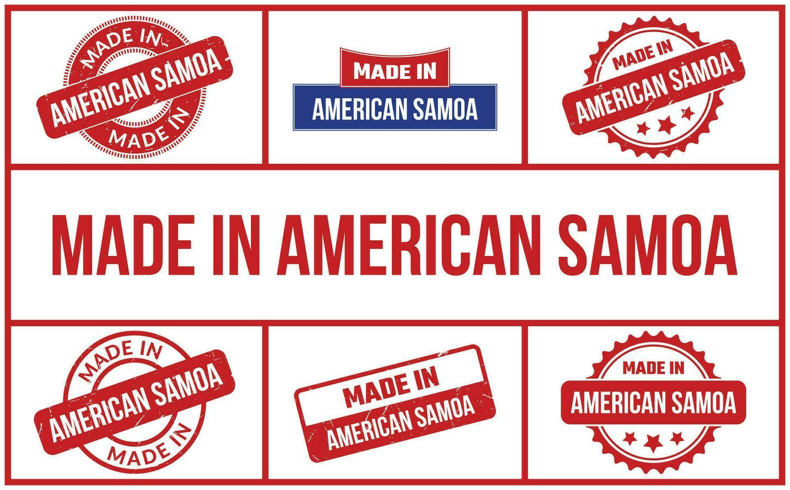 gemaakt in Amerikaans Samoa rubber postzegel reeks vector