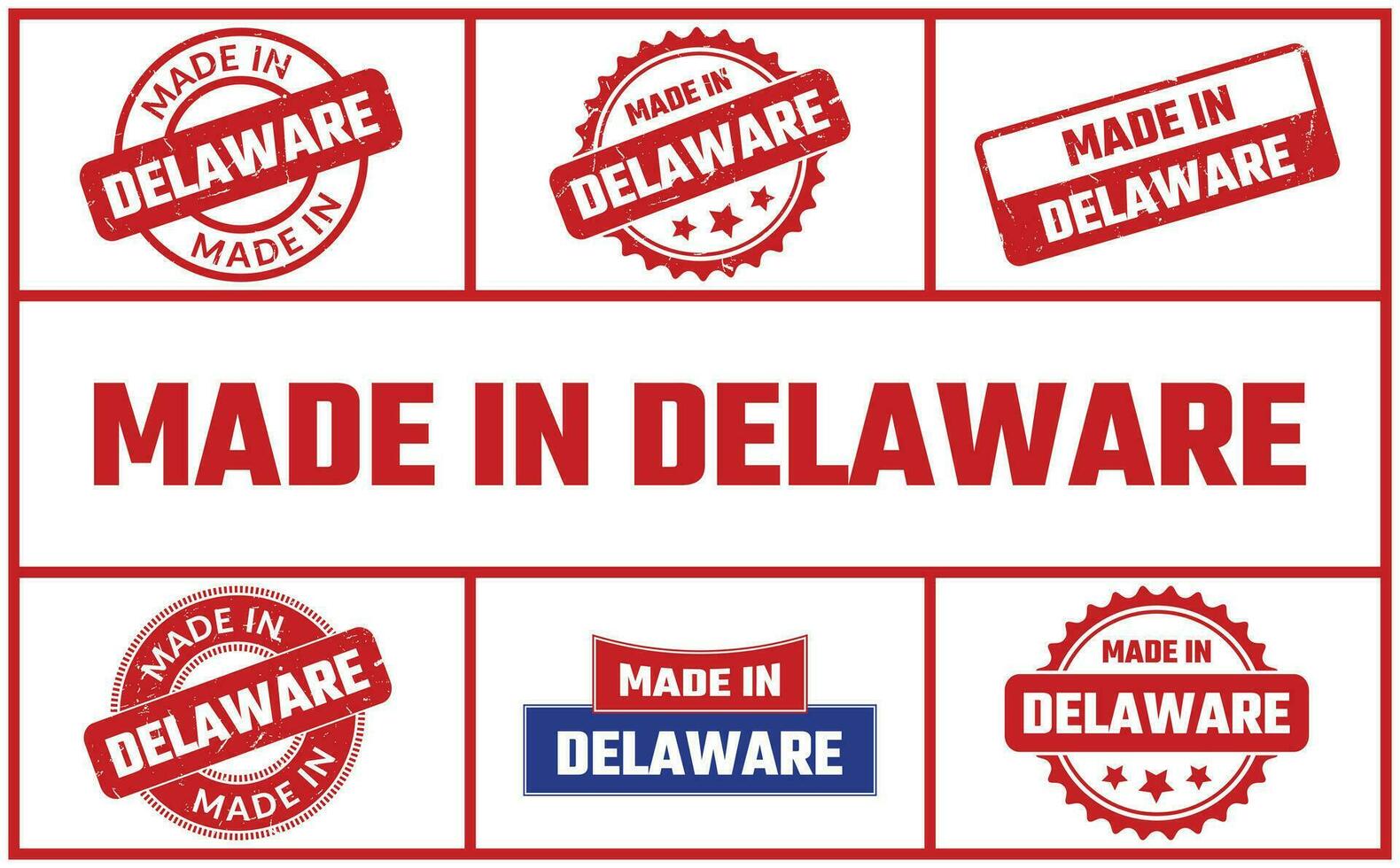 gemaakt in Delaware rubber postzegel reeks vector