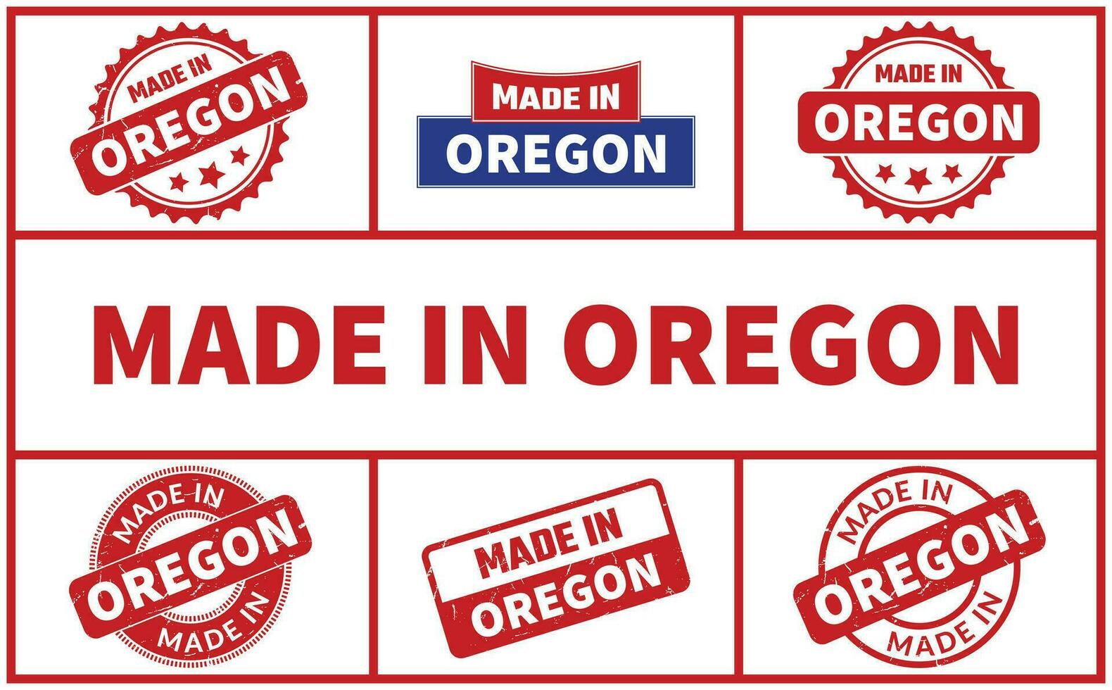 gemaakt in Oregon rubber postzegel reeks vector