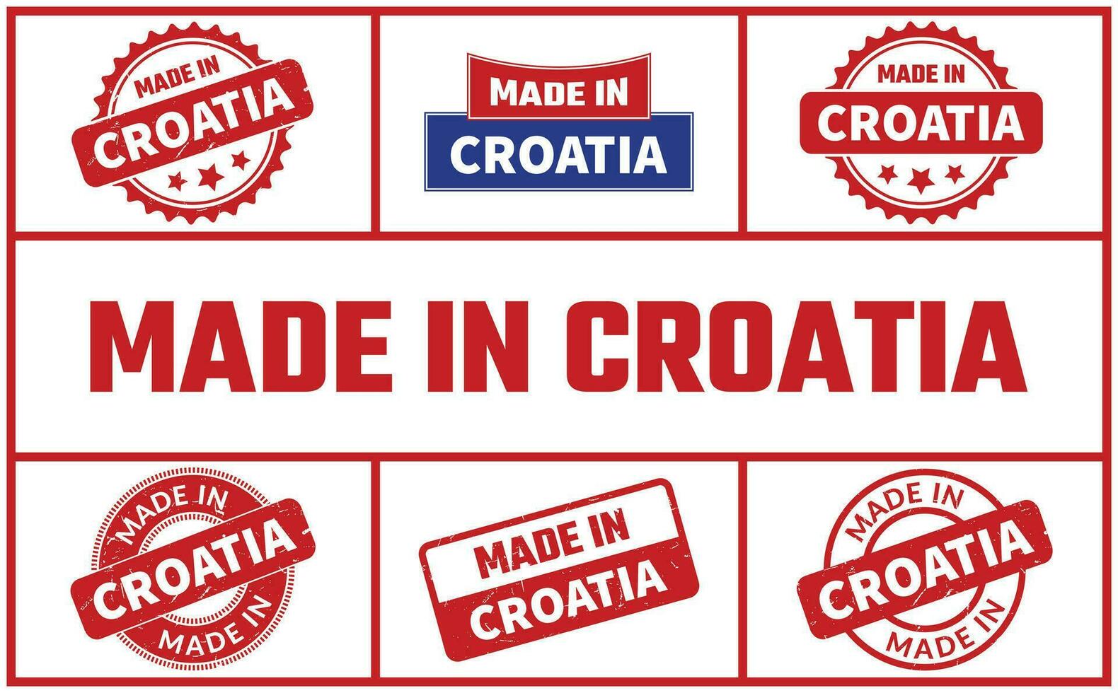 gemaakt in Kroatië rubber postzegel reeks vector