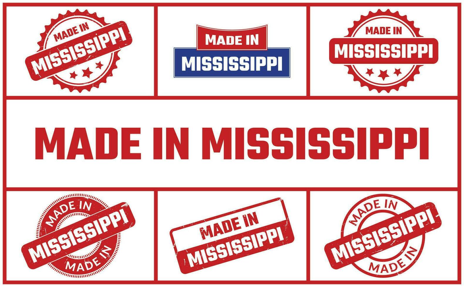 gemaakt in Mississippi rubber postzegel reeks vector