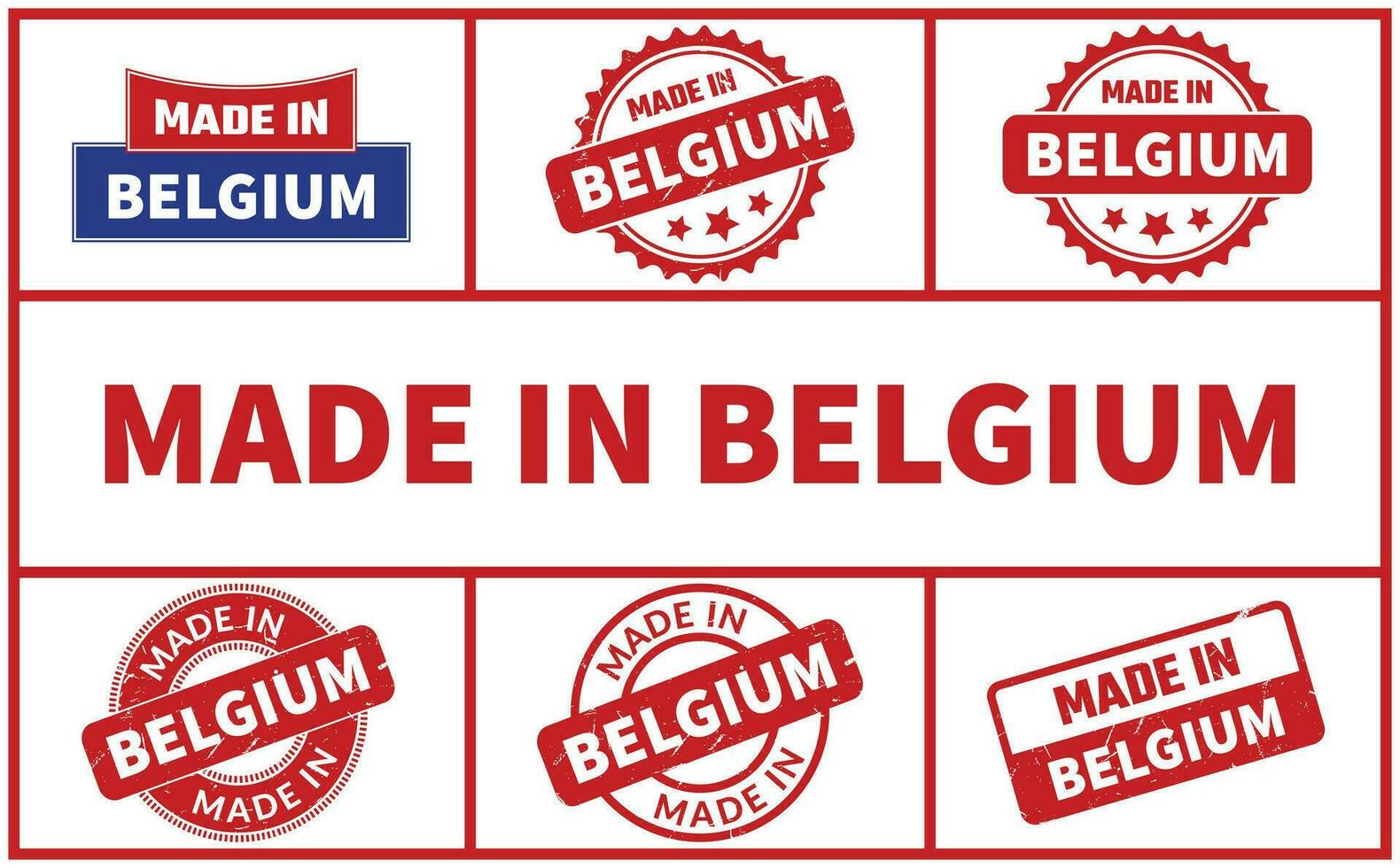 gemaakt in belgie rubber postzegel reeks vector