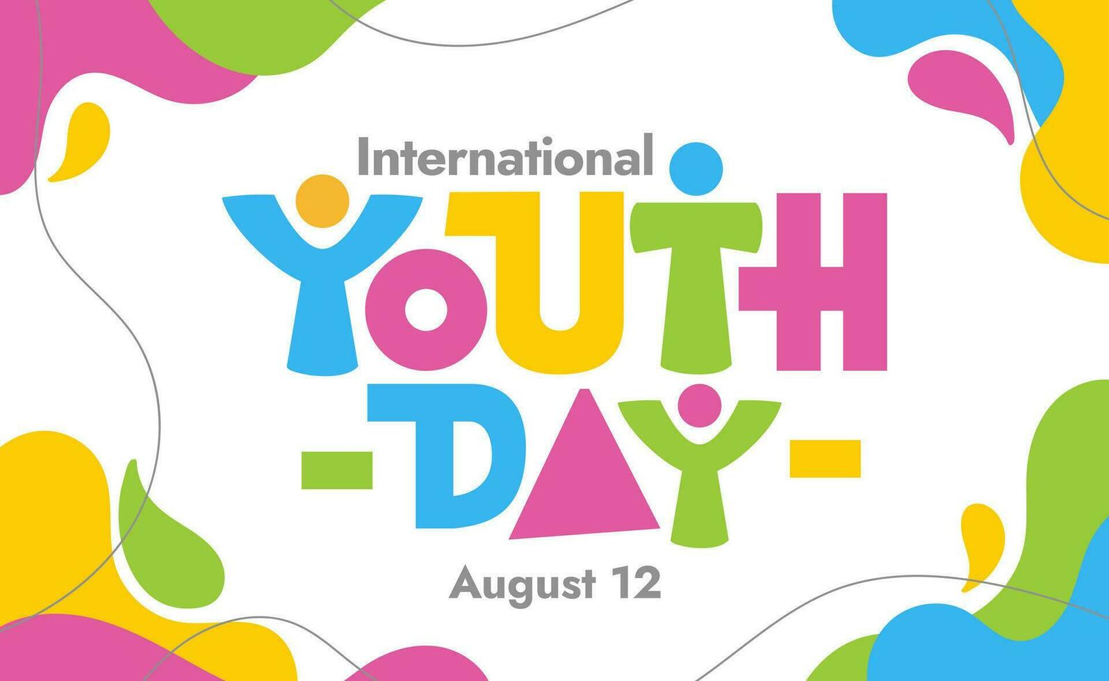 gemakkelijk kleurrijk Internationale jeugd dag logo typografie in meetkundig plons stijl vector