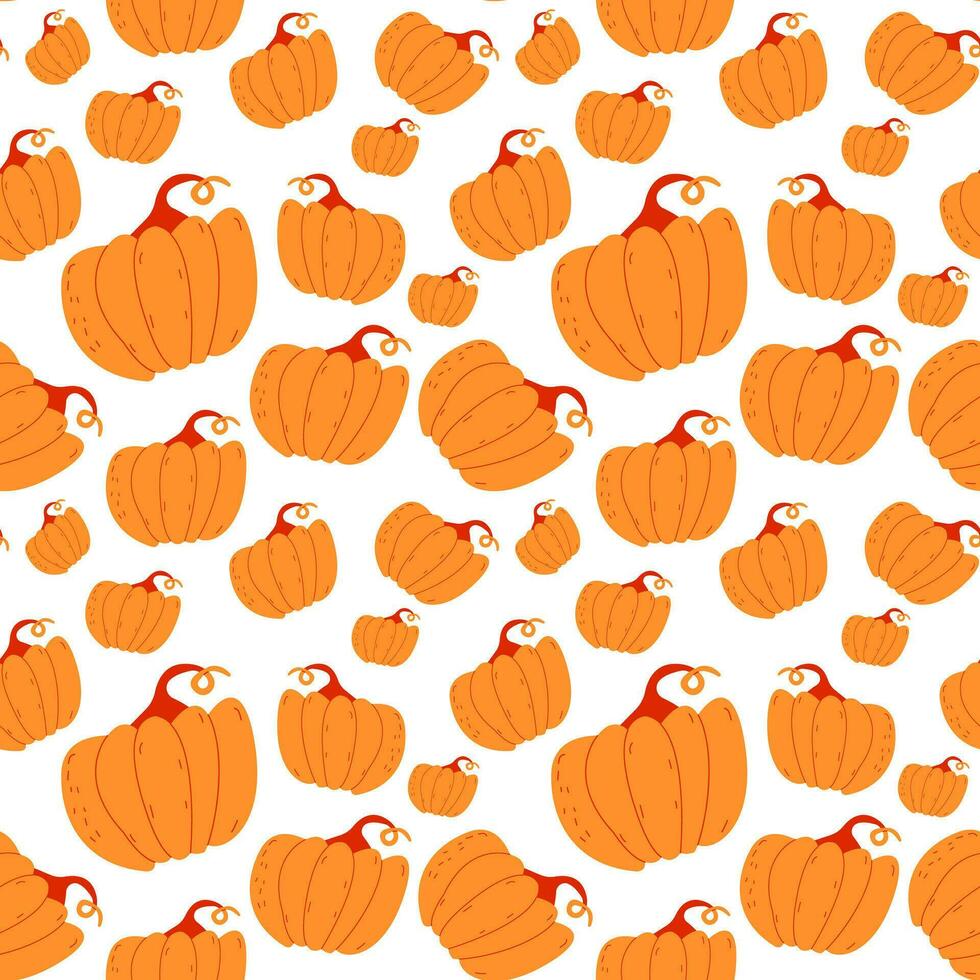 mooi pompoen halloween dankzegging naadloos patroon, schattig tekenfilm pompoenen vector