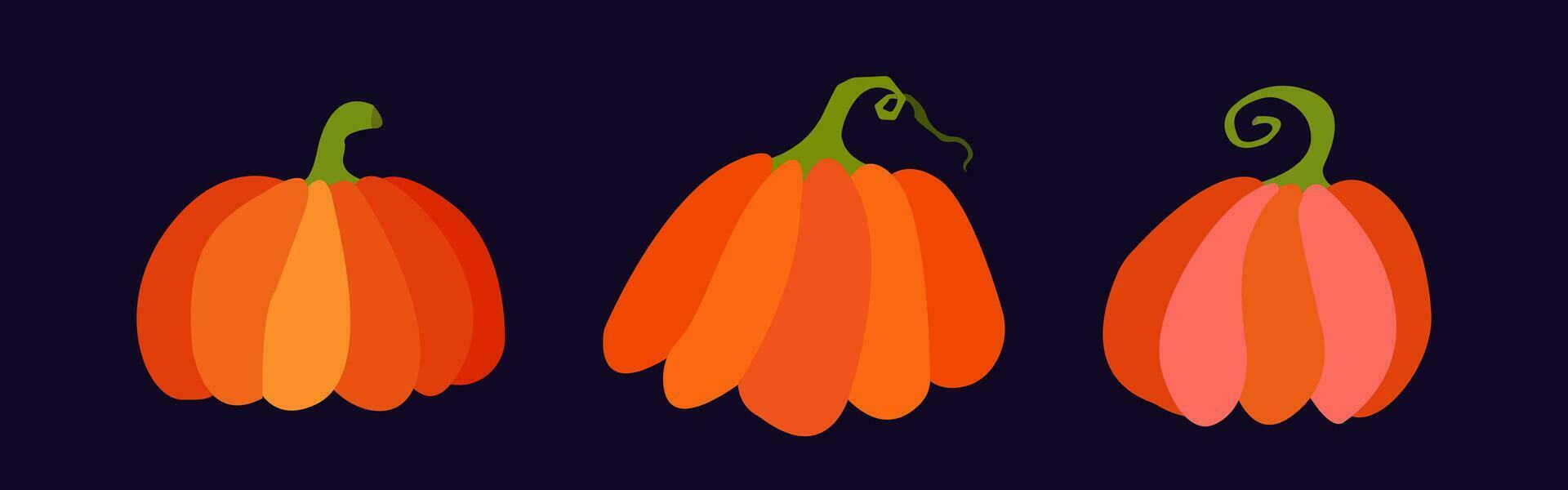 reeks van herfst pompoenen. herfst oogst in roze en oranje kleuren. vector