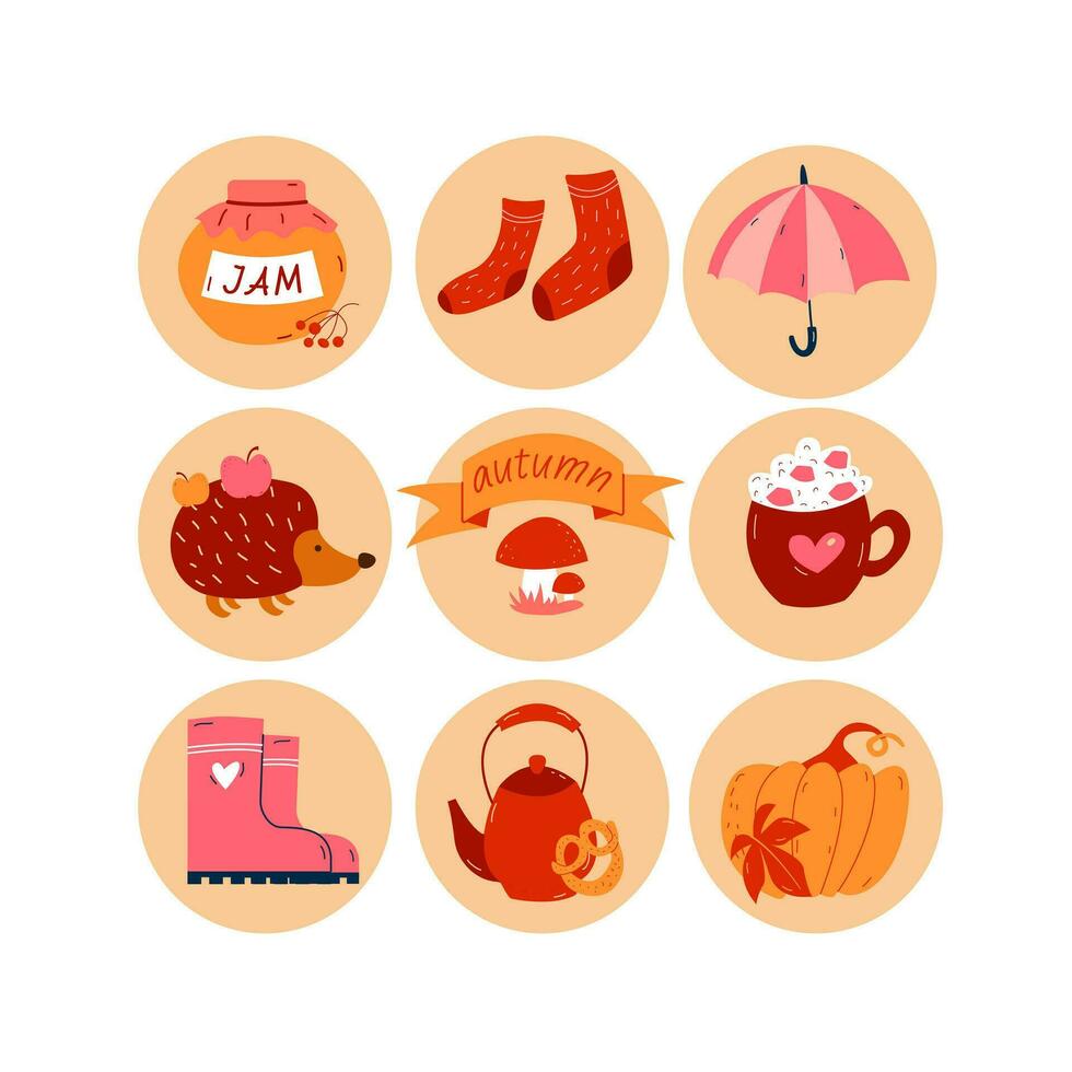 verzameling van herfst pictogrammen - herfst knus symbolen vector