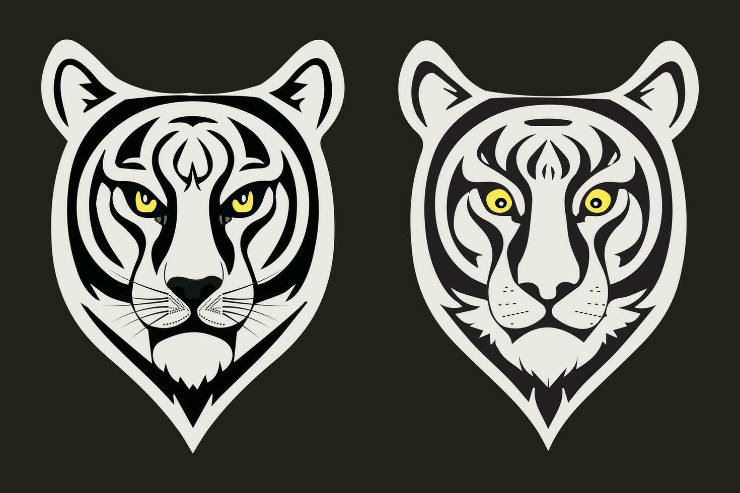 tijger hoofd zwart en wit gemakkelijk vector kunst