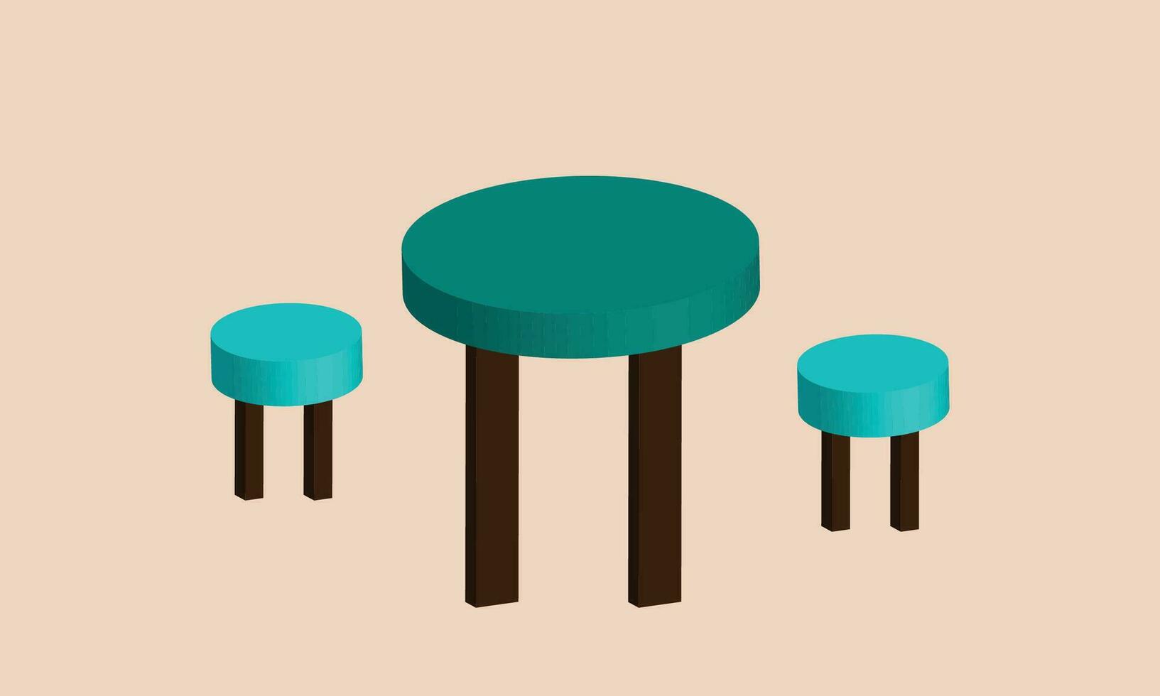 3d ronde tafel stoel meubilair reeks vector