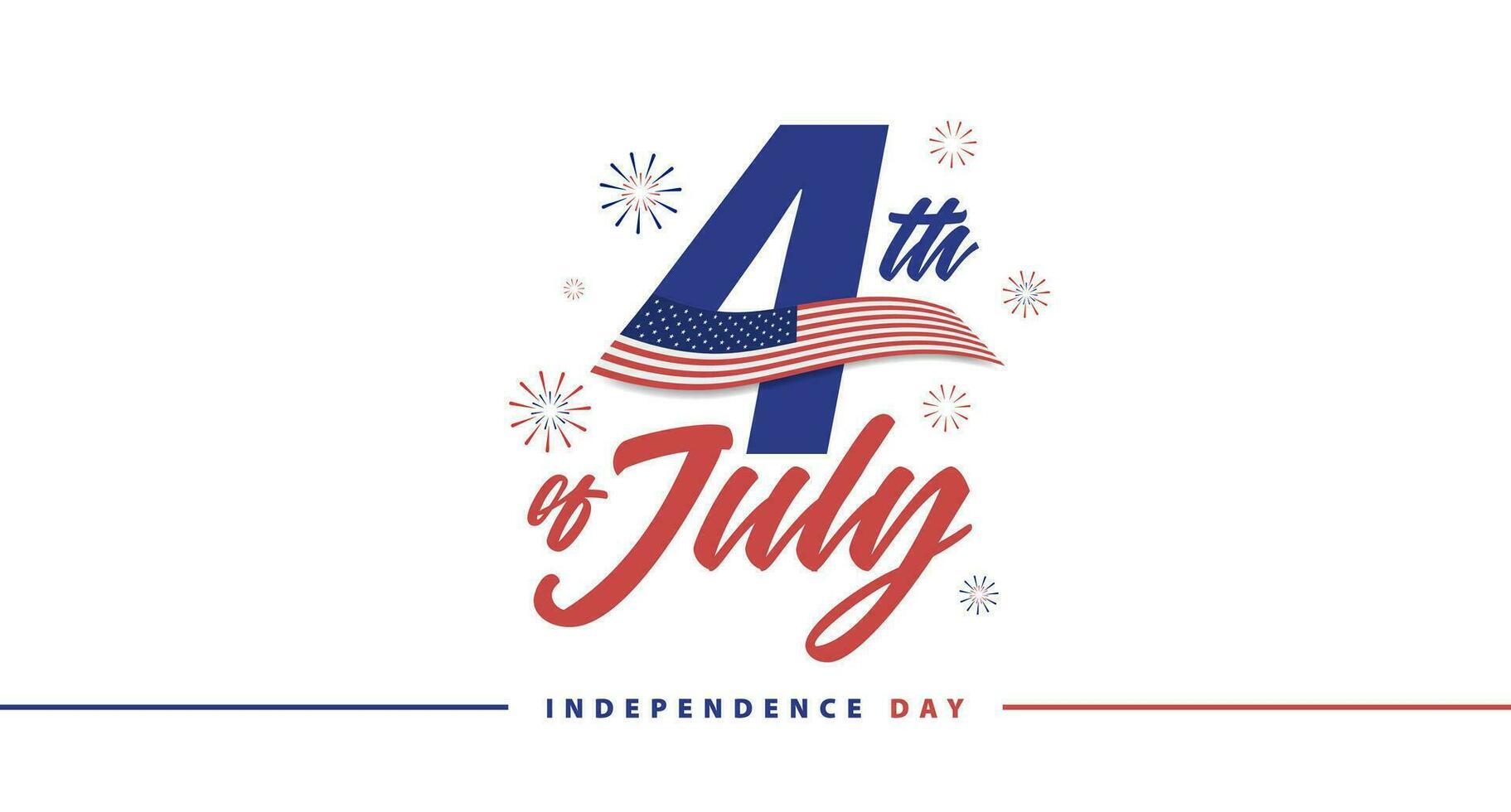 gemakkelijk 4e van juli ons onafhankelijkheid dag viering banier met ons vlag en vuurwerk illustratie vector