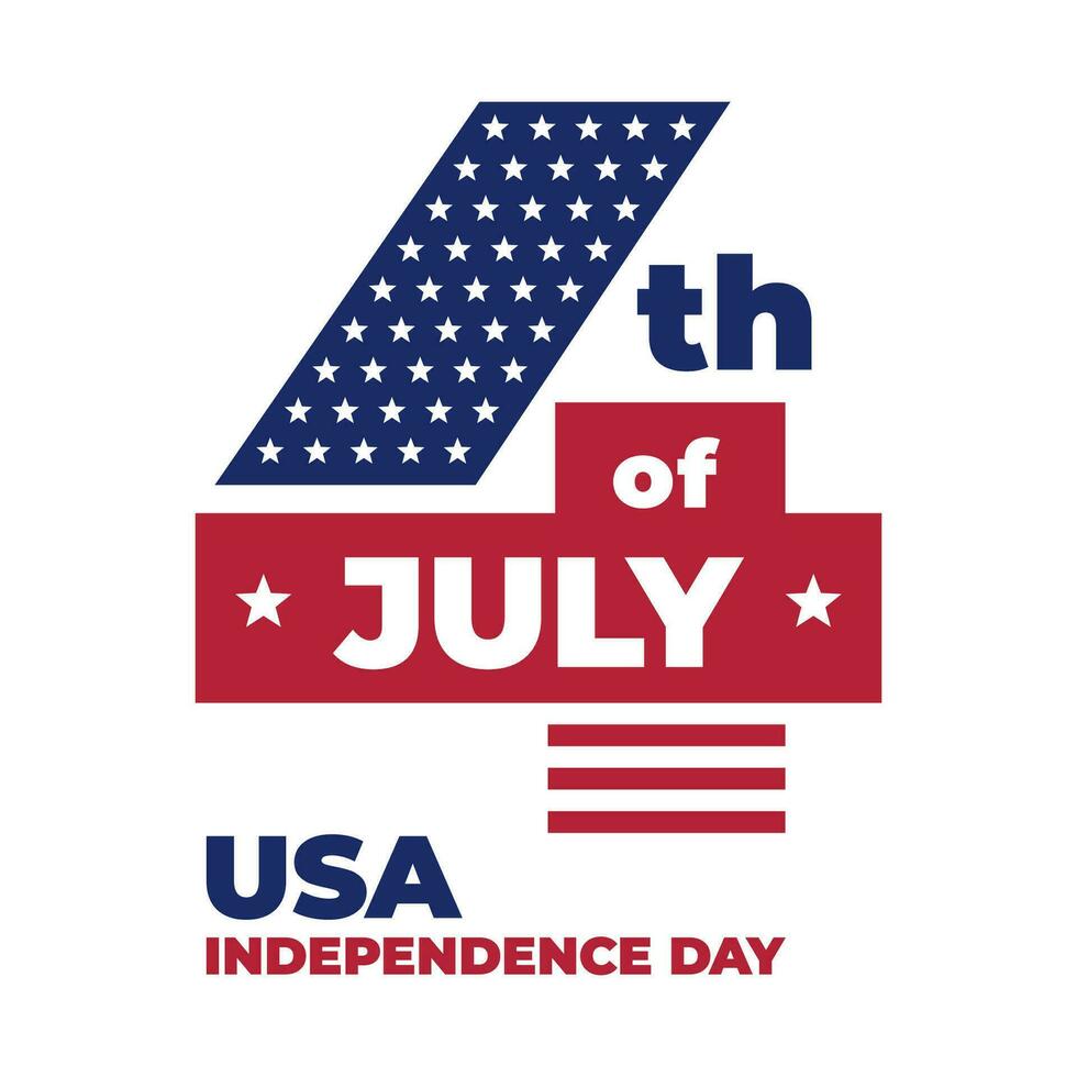 gemakkelijk elegant 4e van juli ons onafhankelijkheid dag viering banier minimalistische aantal vier typografie vector