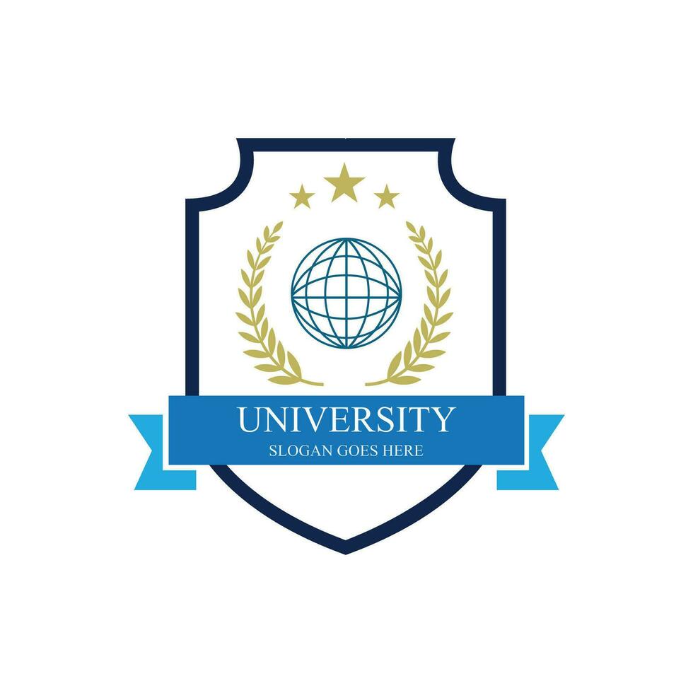 universiteit en academie vector iconen. emblemen of schilden voor afgestudeerden van de middelbare school in maritieme wetenschappen of rechten. linten en insignes van vrijgezellenhoed, lauwerkrans, vectorlogosjabloon