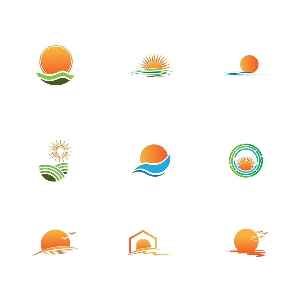 zonsopkomst logo sjabloon. vector illustratie icoon logo sjabloon zon over- horizon