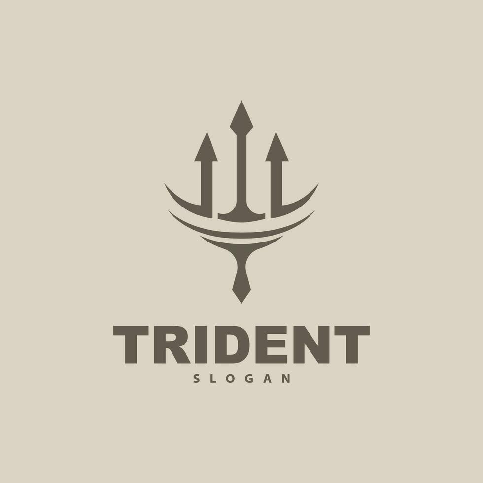 drietand logo, vector magie speer van Poseidon Neptunus, triton koning ontwerp, sjabloon icoon merk illustratie