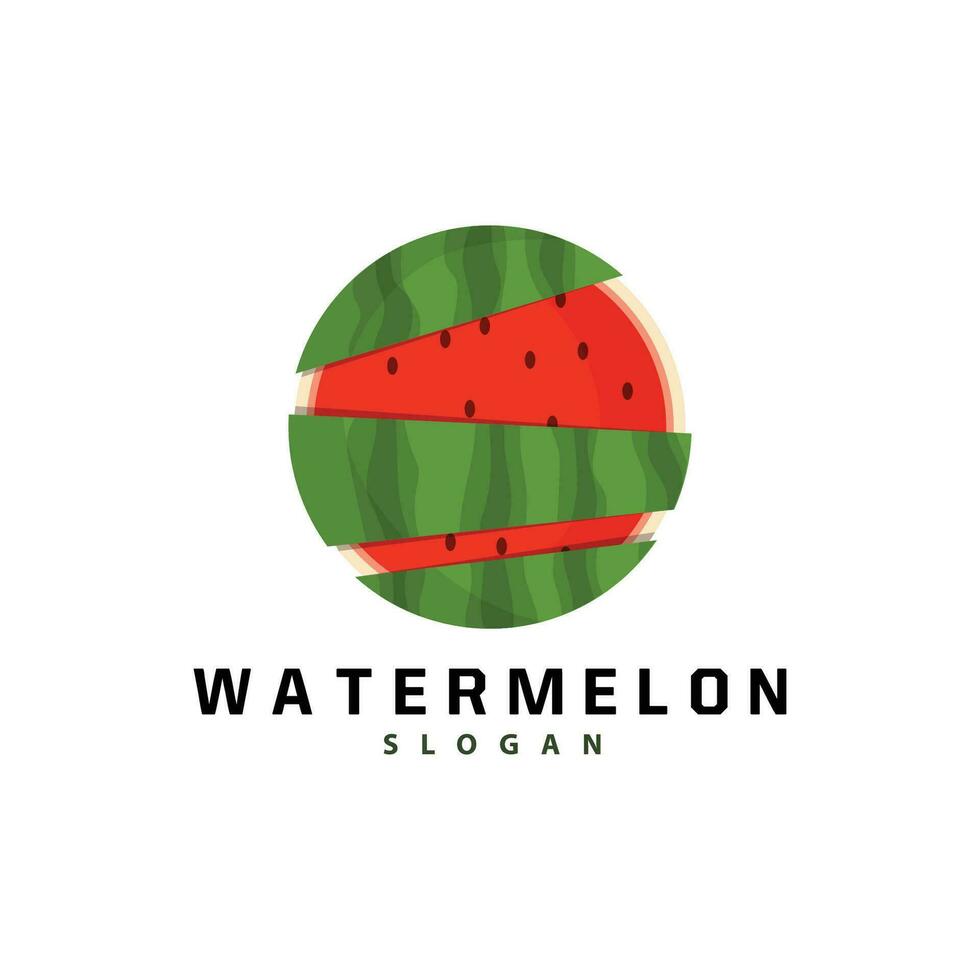 watermeloen logo, vers rood fruit boer boerderij vector, watermeloen sap sjabloon illustratie ontwerp vector