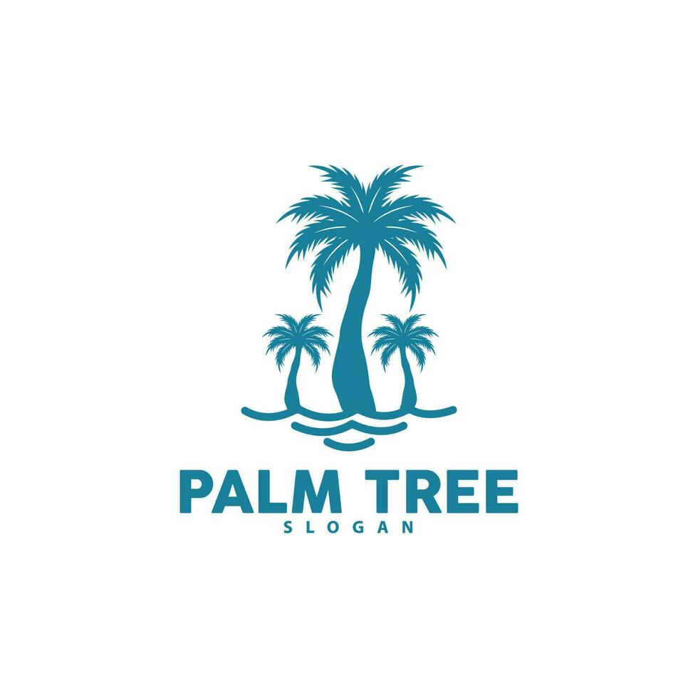 palm boom logo, strand vector, zomer ontwerp, silhouet symbool illustratie vector