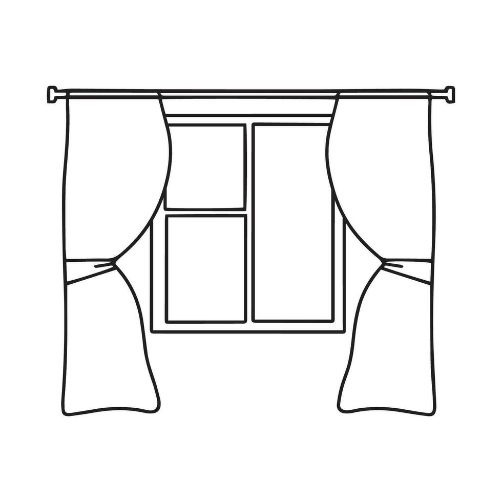 venster en gordijnen, vector interieur van huis kamer. huis venster vector illustratie