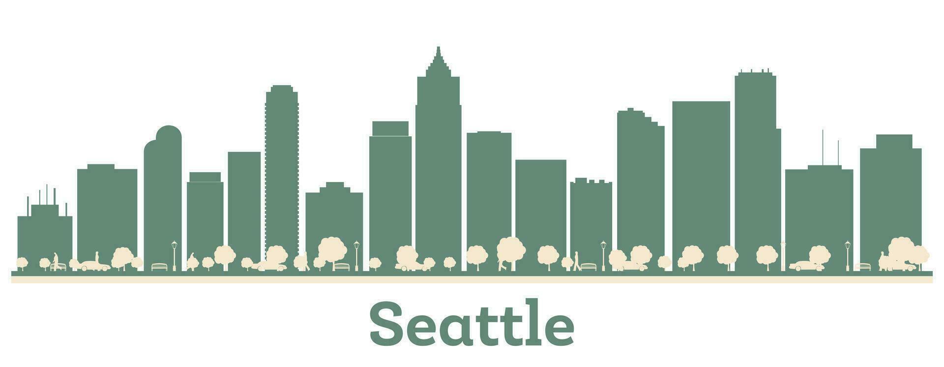 abstracte skyline van de stad van Seattle met kleur gebouwen. vector