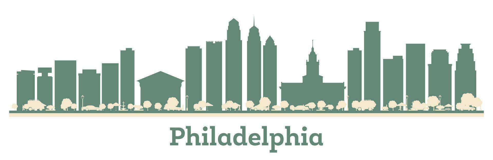 abstract Philadelphia Verenigde Staten van Amerika stad horizon met kleur gebouwen. vector