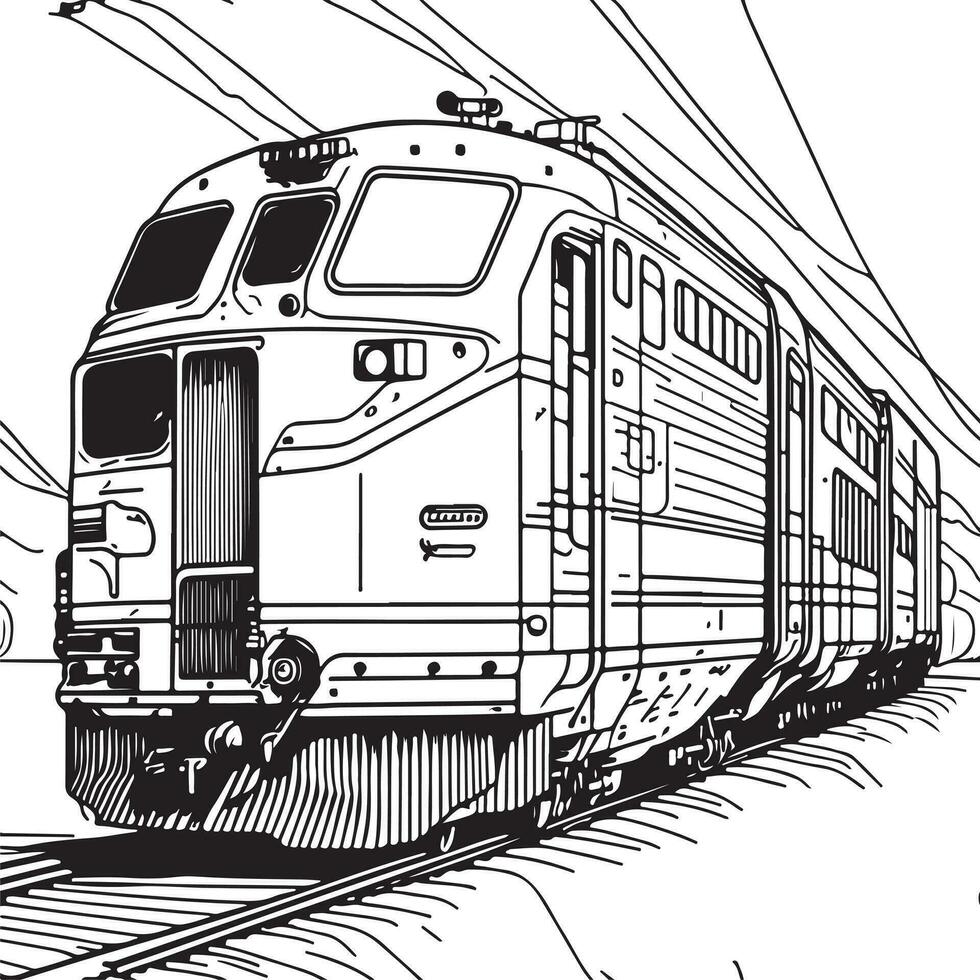vector lijn kunst trein in beweging. trein lijn tekening klem kunst.