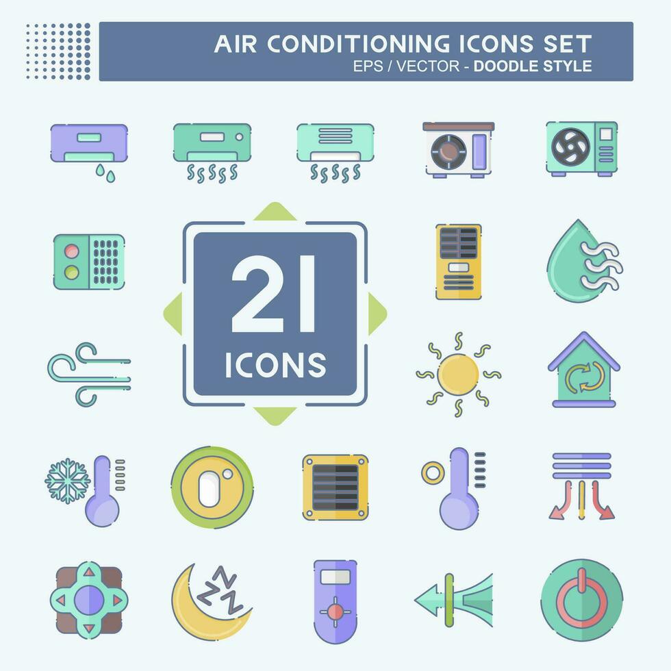 icoon reeks lucht conditionering. verwant naar elektronisch symbool. tekening stijl. gemakkelijk ontwerp bewerkbaar. gemakkelijk illustratie vector