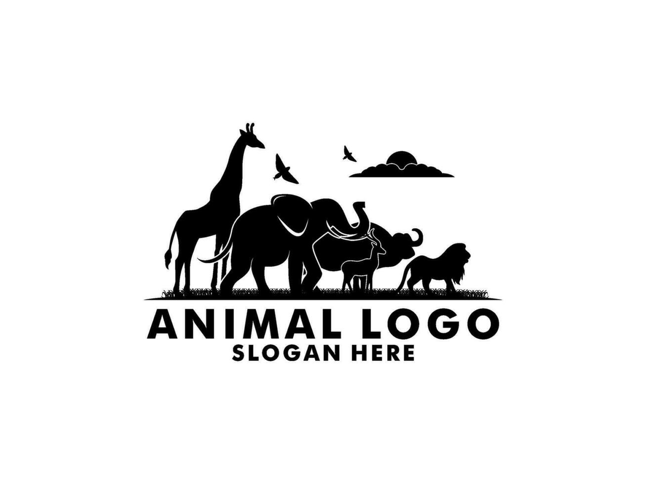 dier behoud logo ontwerp. dieren in het wild safari logo vector sjabloon