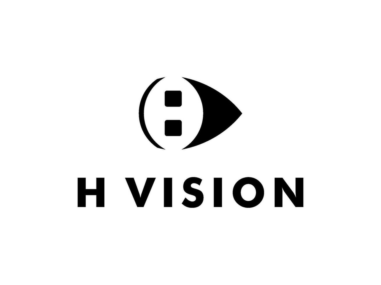 visie media met brief h in negatief ruimte logo vector sjabloon