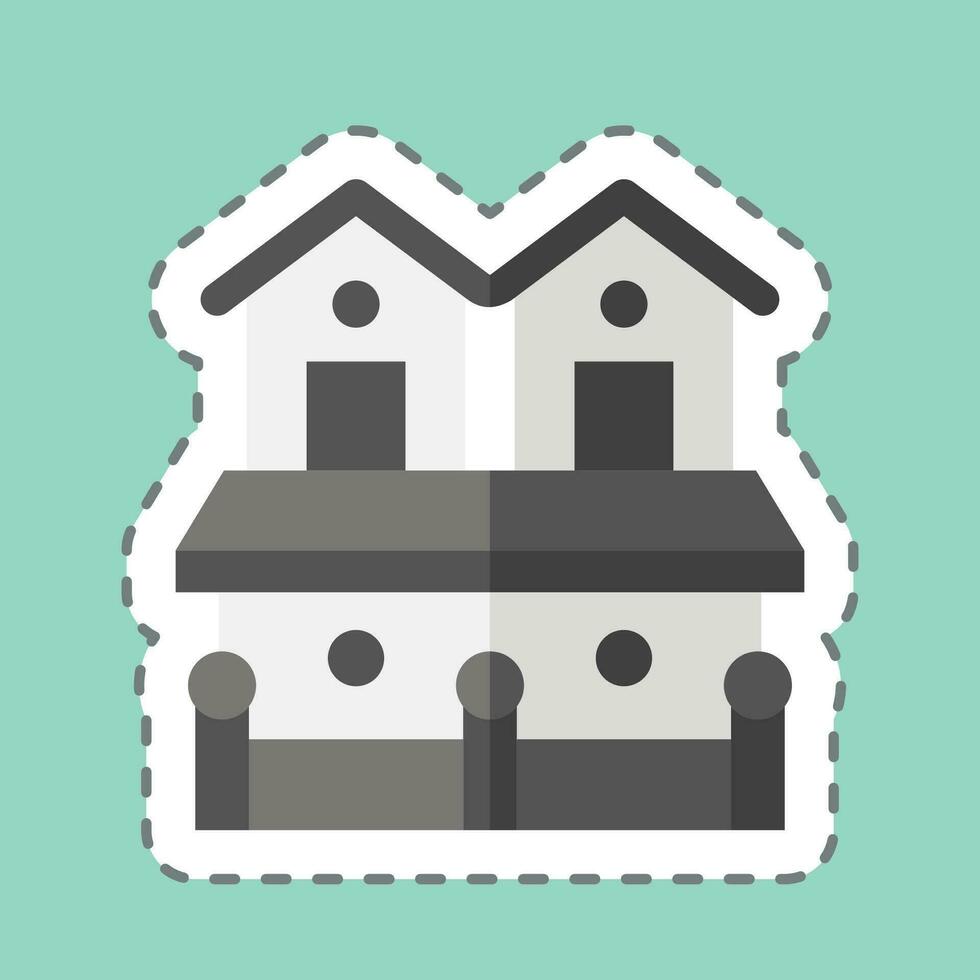 sticker lijn besnoeiing stad- huis 2. verwant naar accommodaties symbool. gemakkelijk ontwerp bewerkbaar. gemakkelijk illustratie vector